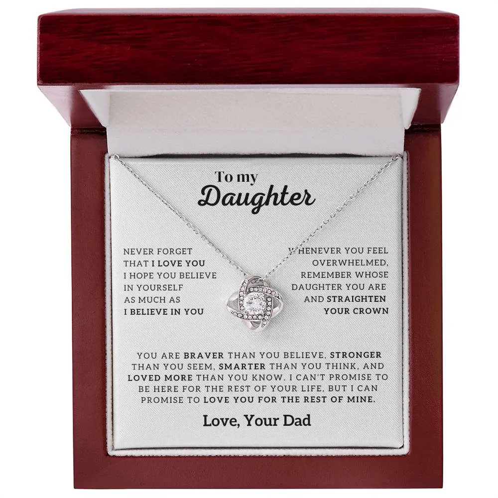 To My Daughter Necklace, Forever Love Necklace, Gift From Dad, Daughter Jewelry, Love Knot