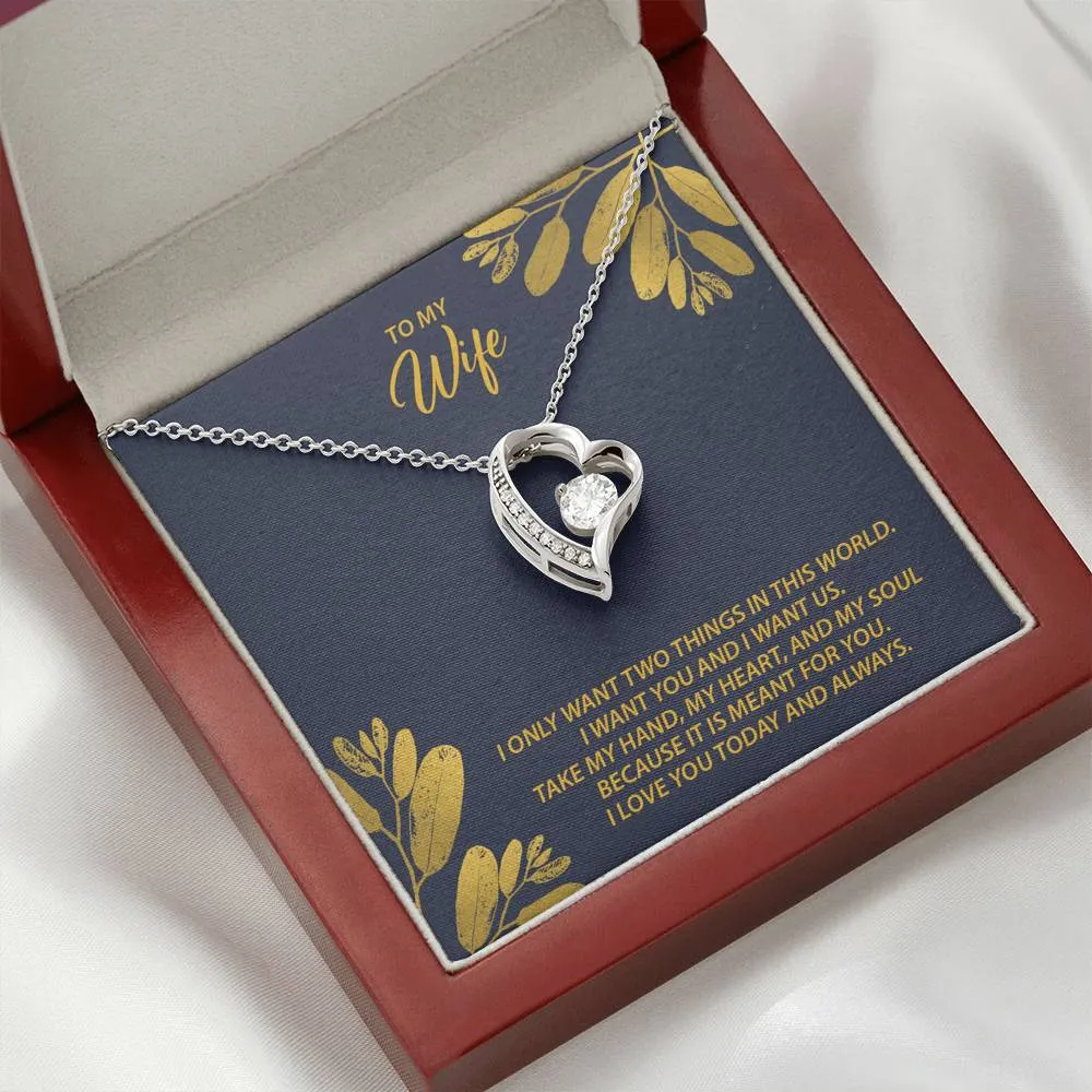 To My Wife - I Want Us Heart Necklace - FLHNSWifeM38