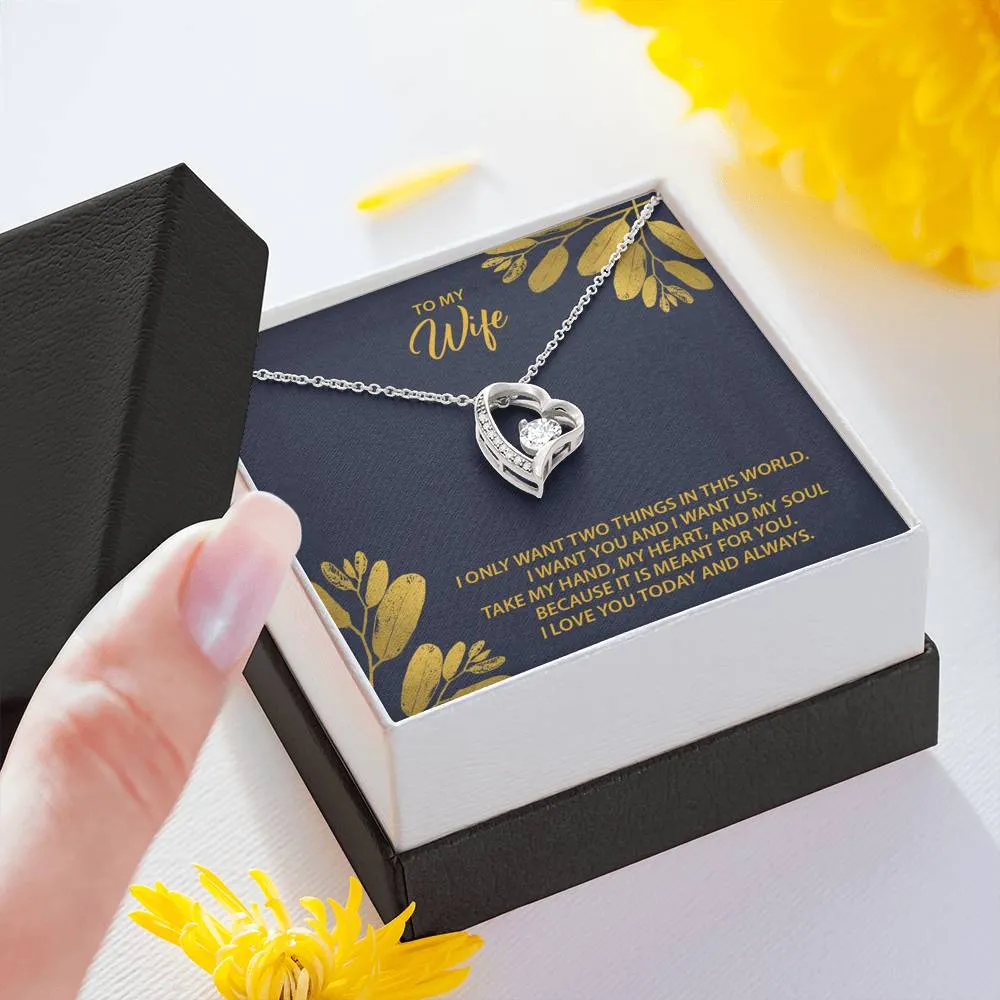 To My Wife - I Want Us Heart Necklace - FLHNSWifeM38