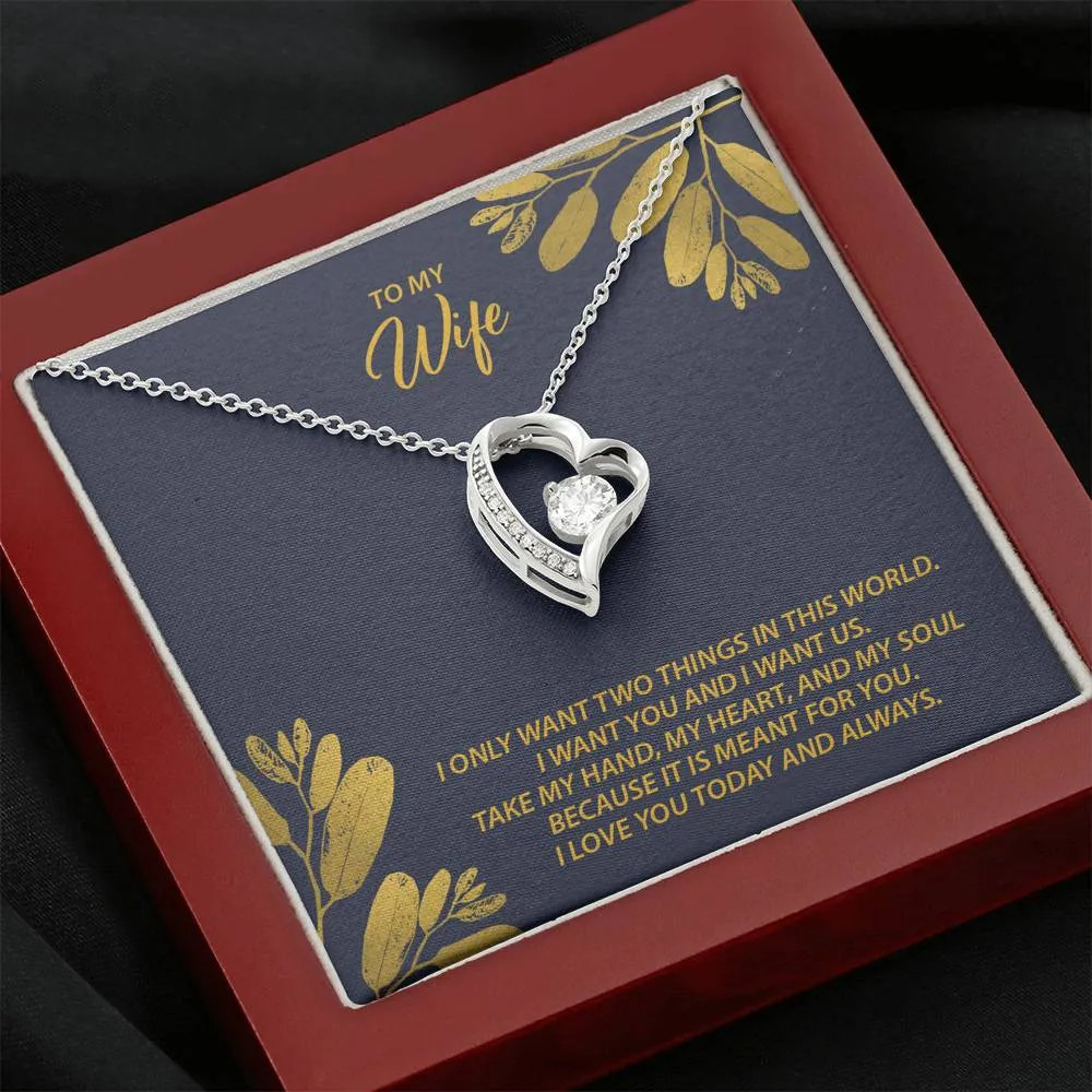 To My Wife - I Want Us Heart Necklace - FLHNSWifeM38