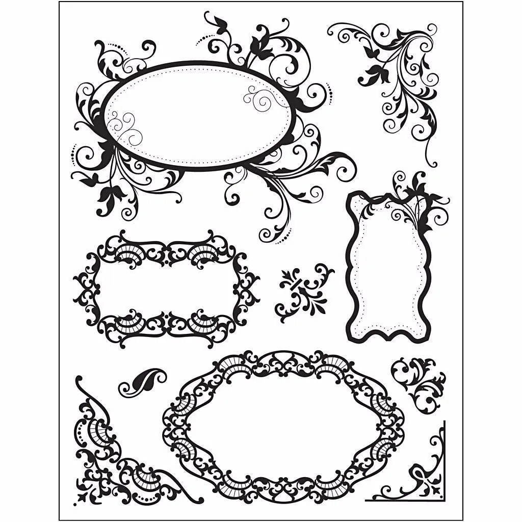 Transparent Silicone Stamp 18cm x 14cm Re-usable - Frames