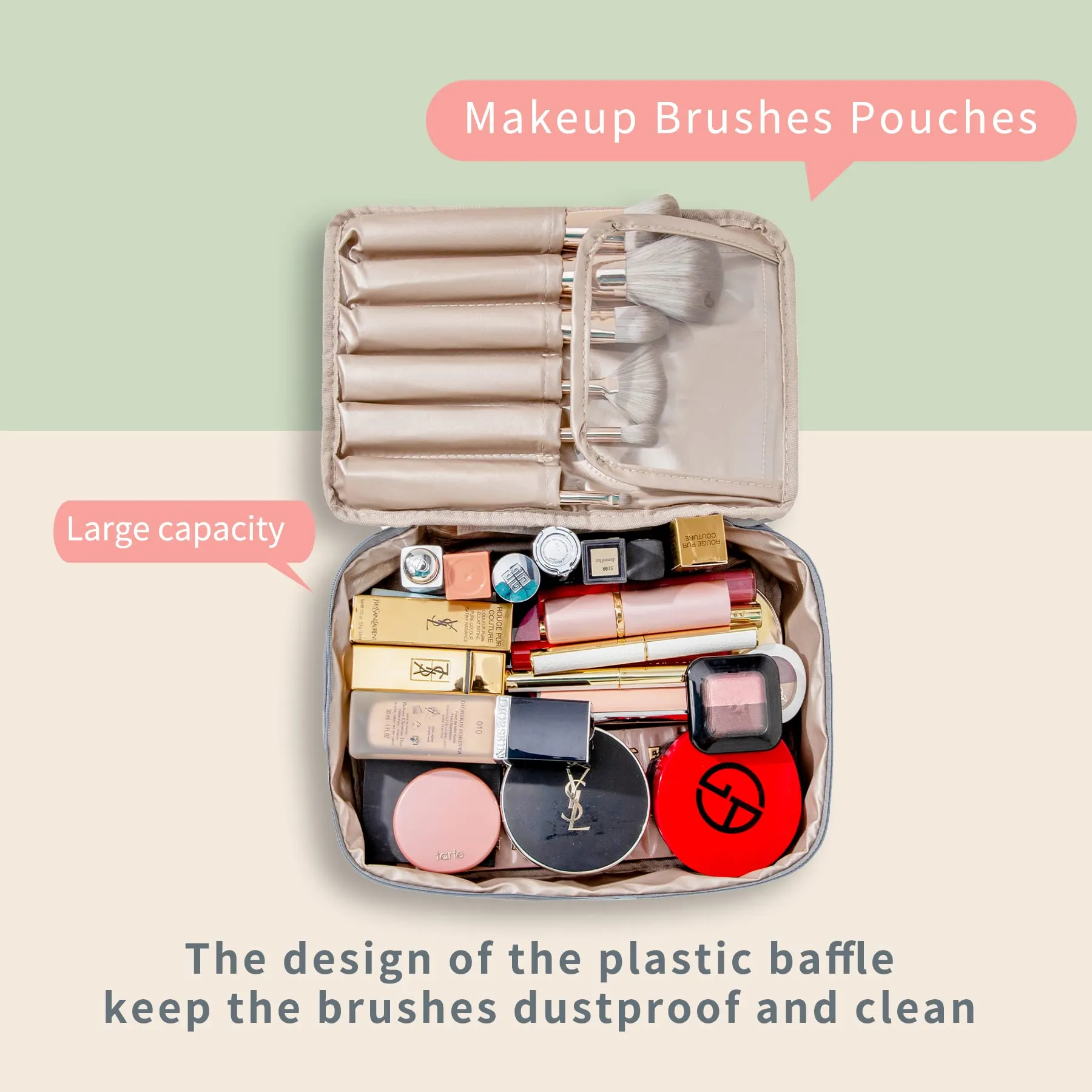 Travel Makeup Bag Cosmetic Bag Makeup Bag Toiletry bag for women and men (Grey)