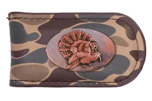 Turkey Men's Old School Camo Leather Money Clip.