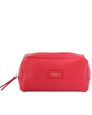 Unlined Cosmetic Case - Red Leather