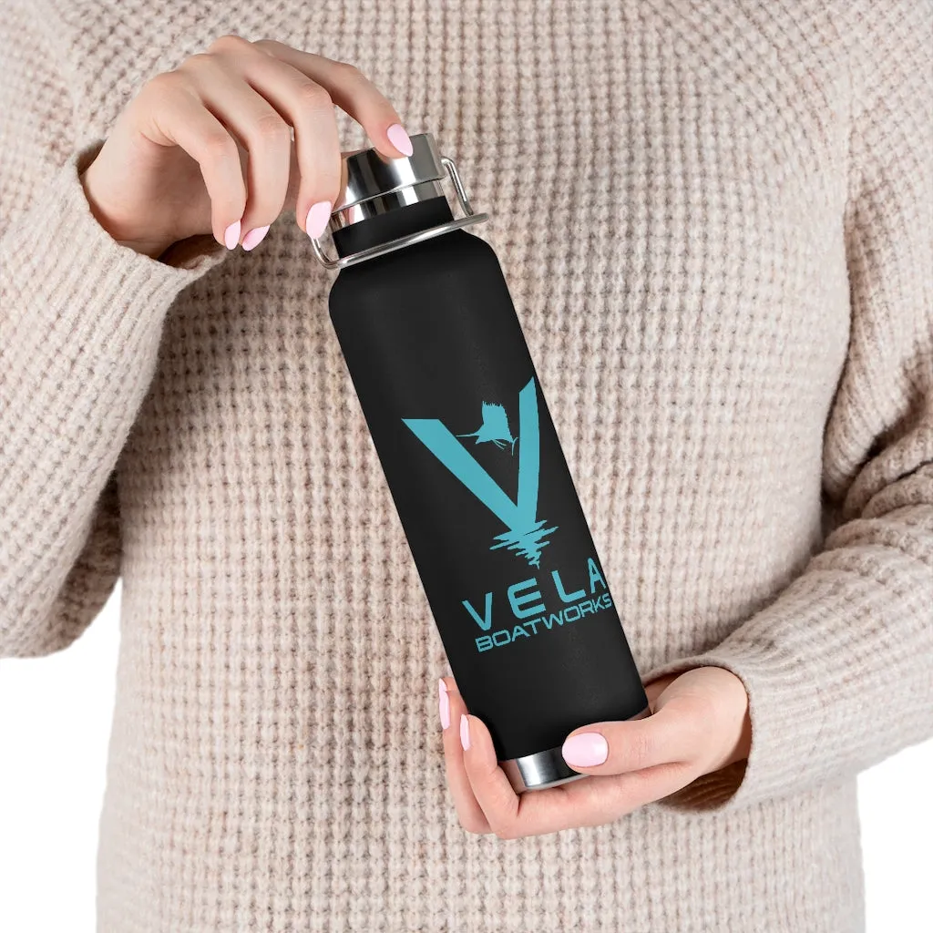 Vela Sailfish Teal Logo 22oz Vacuum Insulated Bottle