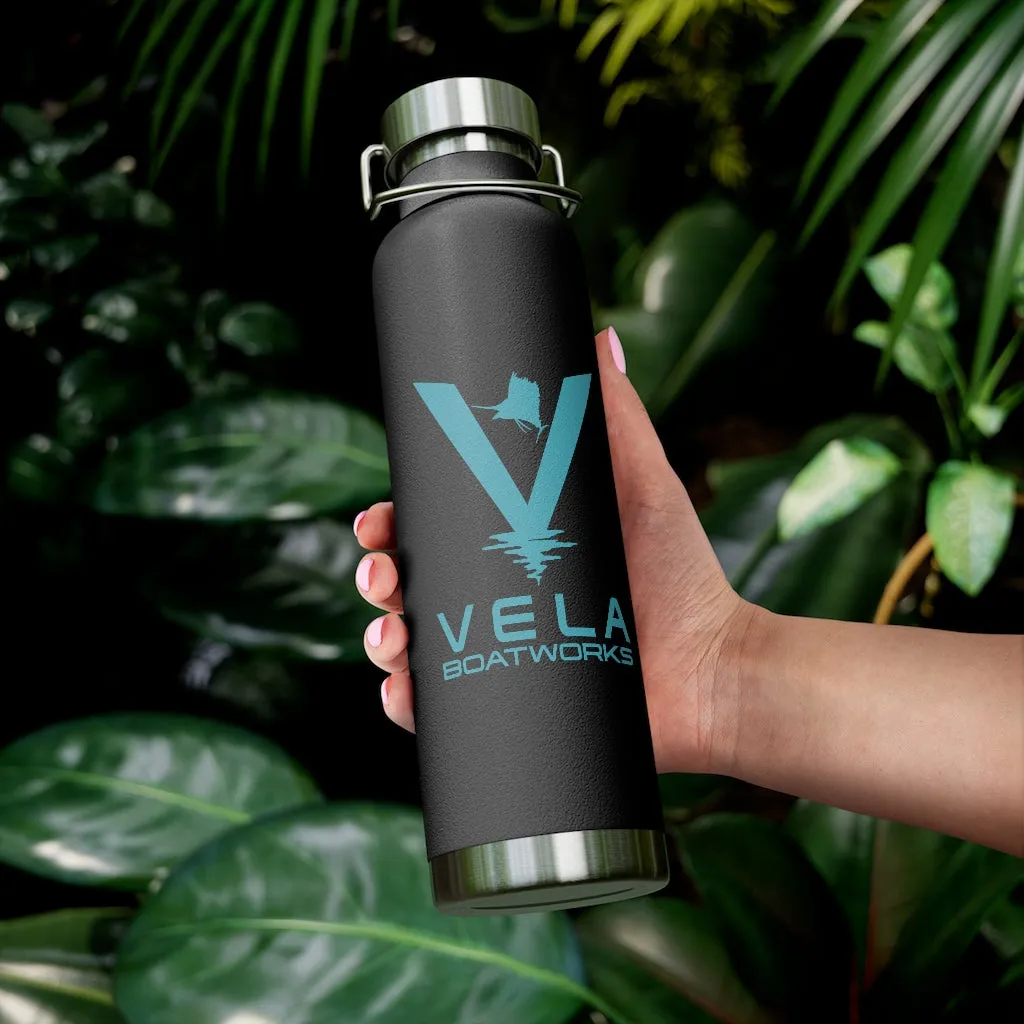 Vela Sailfish Teal Logo 22oz Vacuum Insulated Bottle