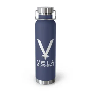 Vela White Logo 22oz Vacuum Insulated Bottle