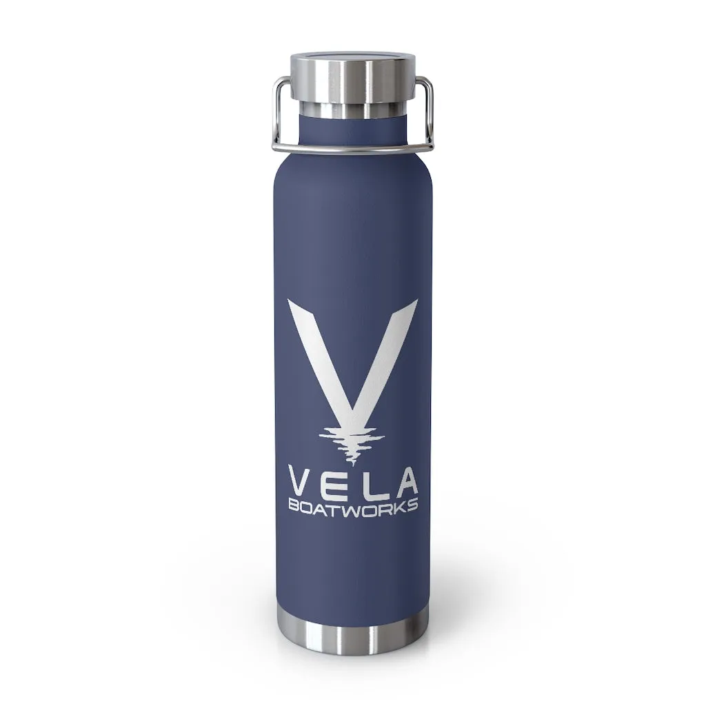 Vela White Logo 22oz Vacuum Insulated Bottle