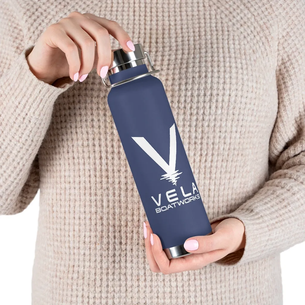 Vela White Logo 22oz Vacuum Insulated Bottle