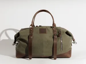Vintage Travel Bag ''100% Cotton canvas & Cow leather'' – Army