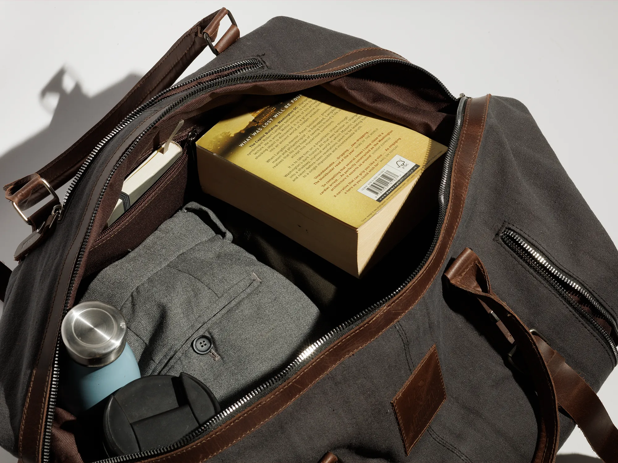 Vintage Travel Bag ''100% Cotton canvas & Cow leather''– Black