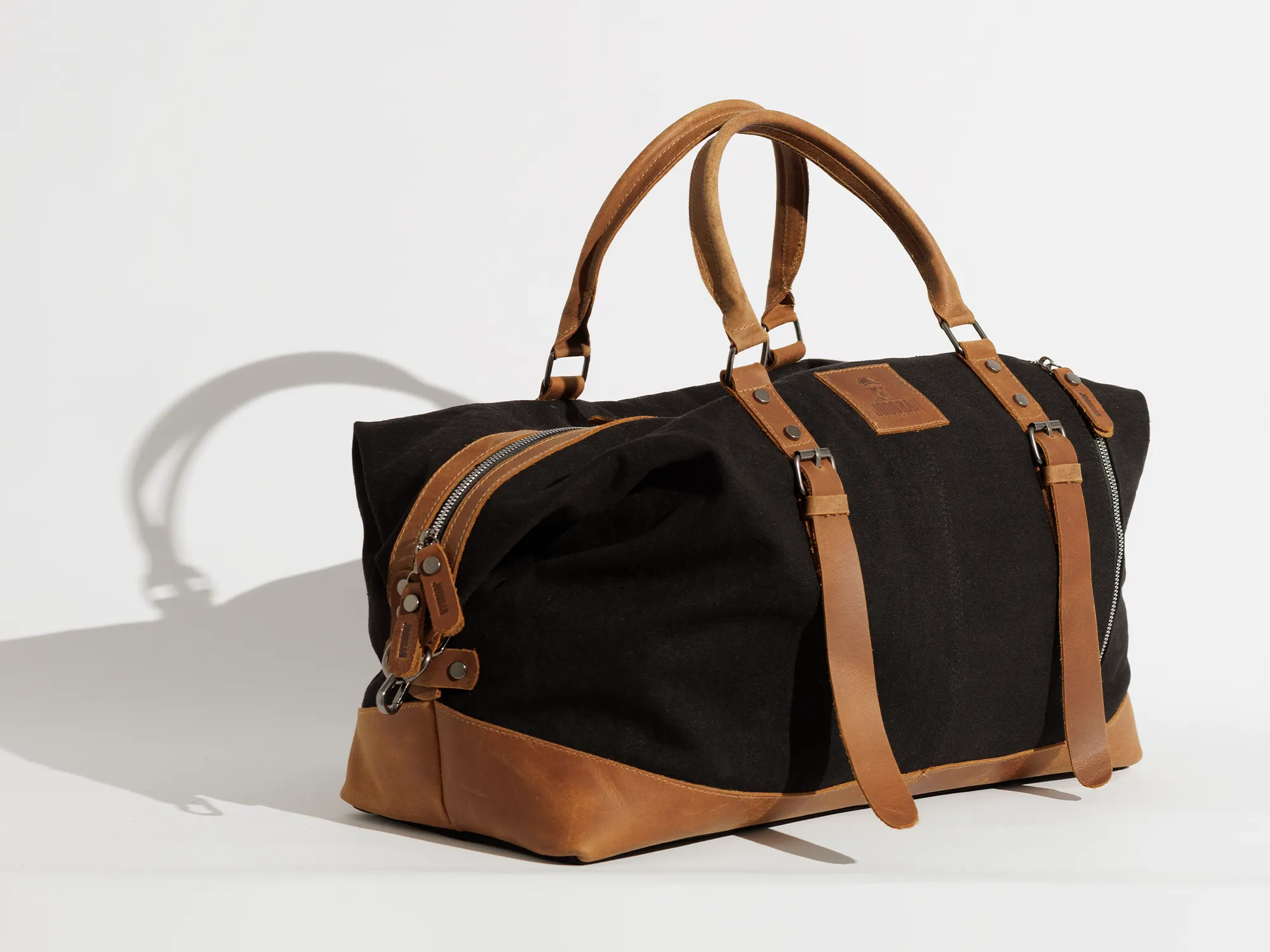 Vintage Travel Bag ''100% Cotton canvas & Cow leather''– Black