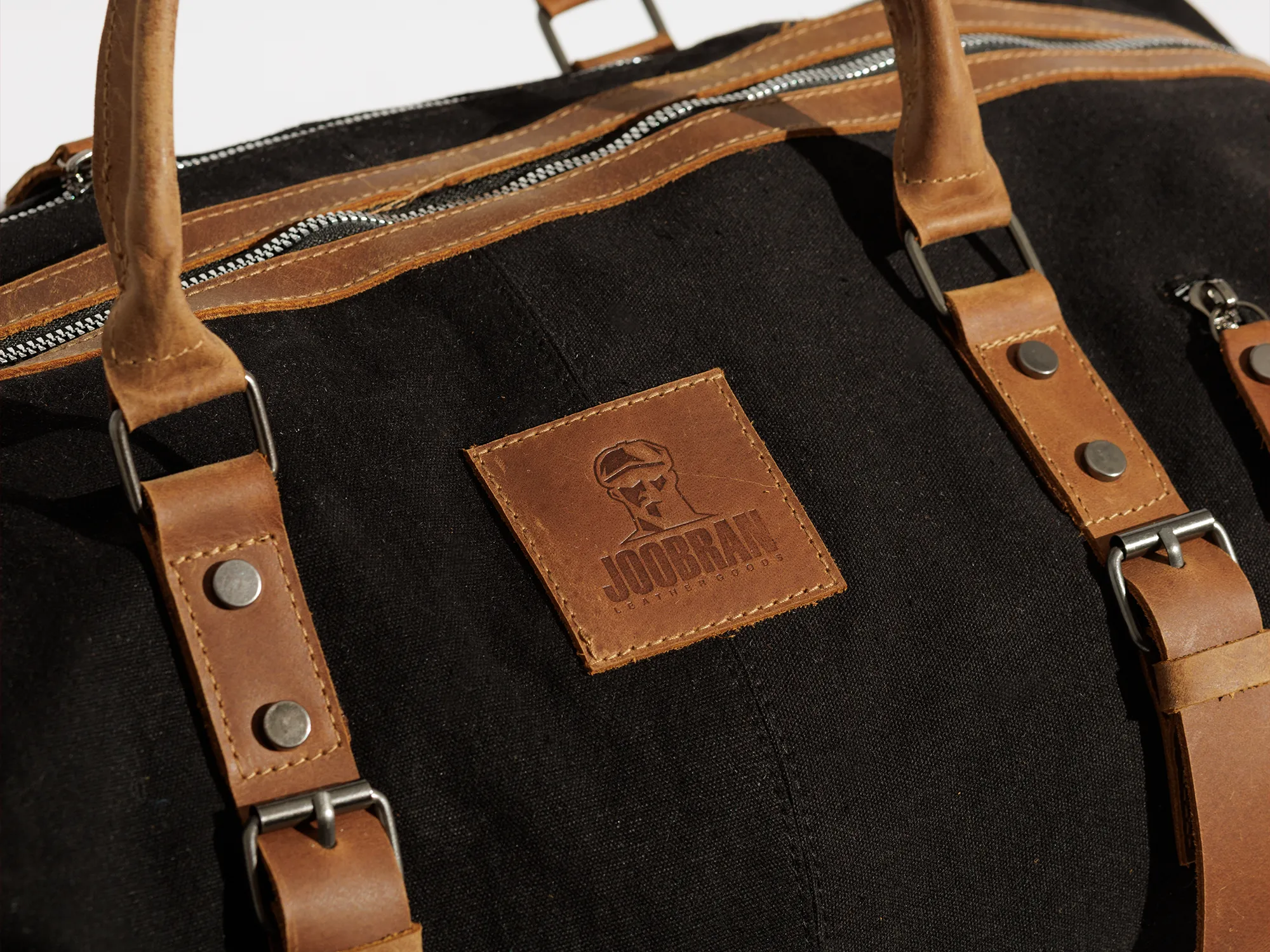 Vintage Travel Bag ''100% Cotton canvas & Cow leather''– Black