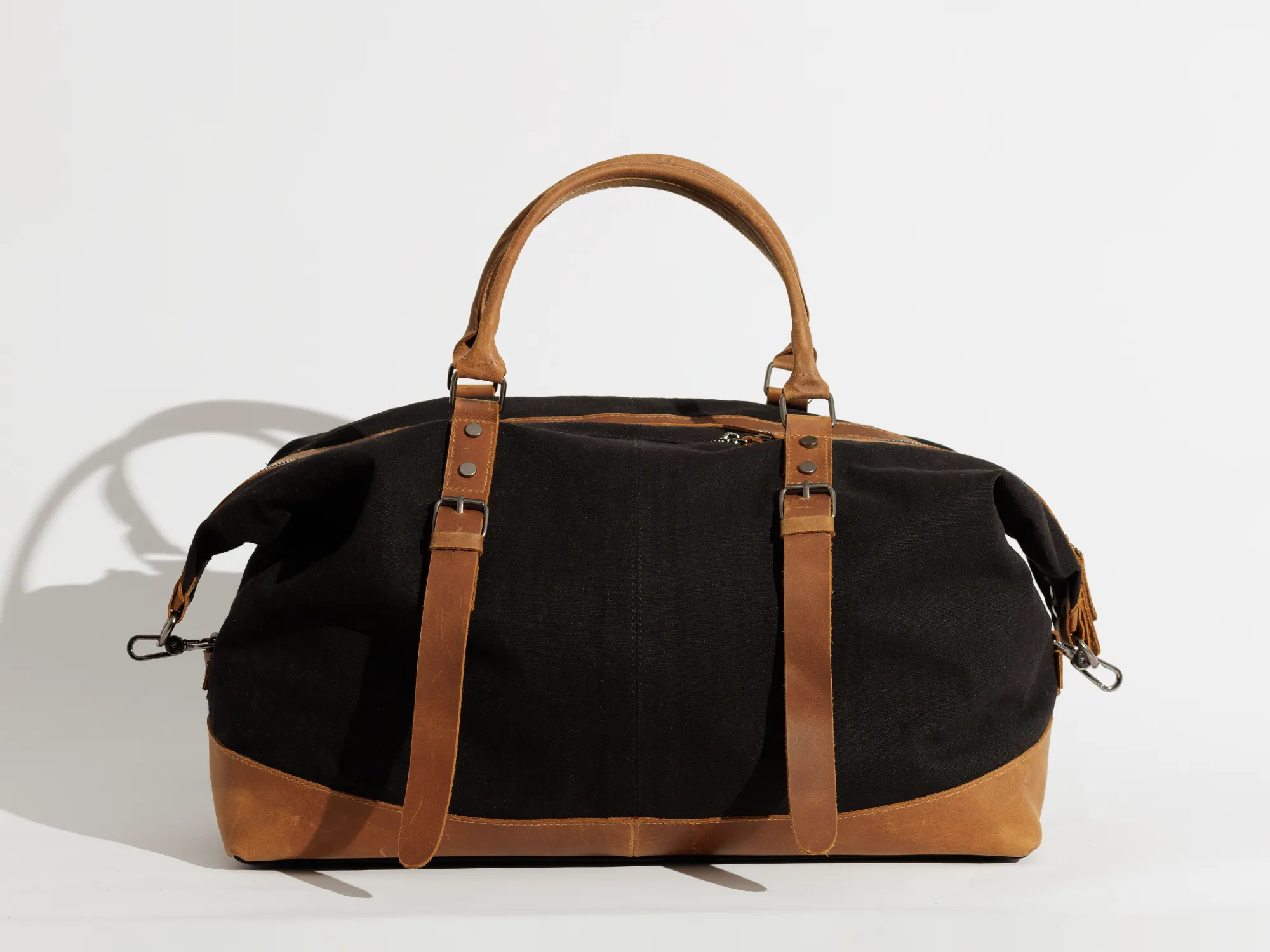 Vintage Travel Bag ''100% Cotton canvas & Cow leather''– Black