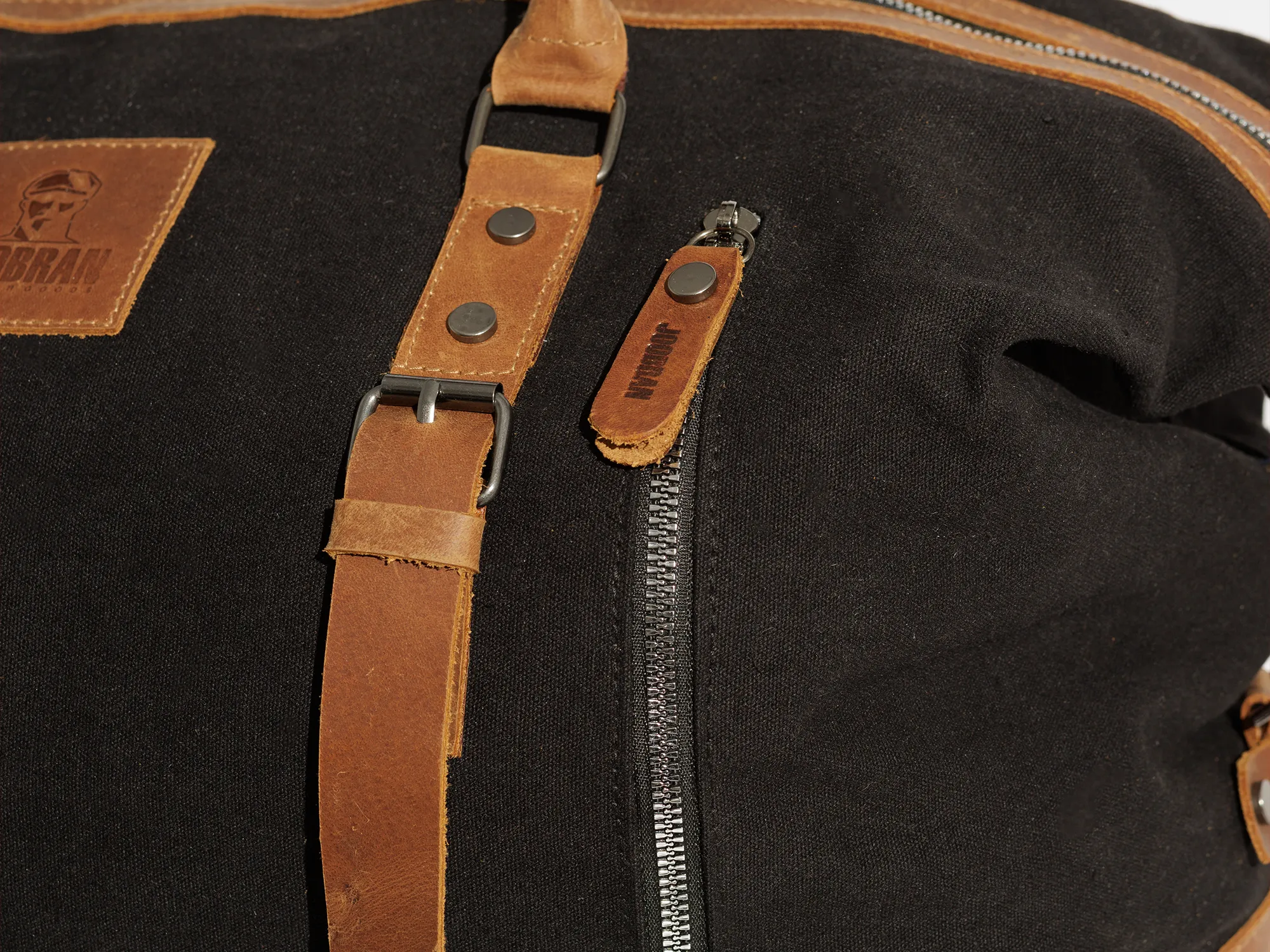 Vintage Travel Bag ''100% Cotton canvas & Cow leather''– Black