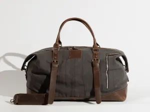 Vintage Travel Bag ''100% Cotton canvas & Cow leather'' – Dark Grey