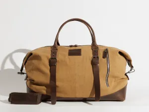 Vintage Travel Bag ''100% Cotton canvas & Cow leather'' – Tan