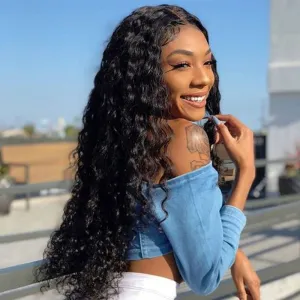 Wavymy Deep Wave Human Hair Weave 4 Bundles with 5x5 Lace Closure