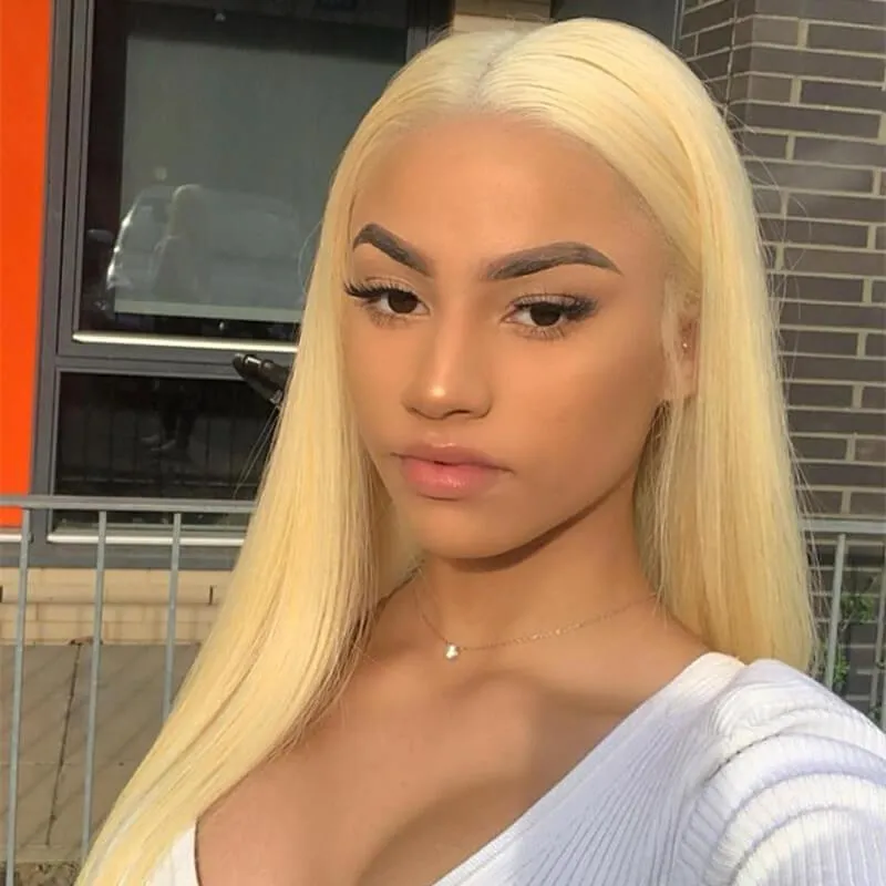 Wavymy Virgin Human Hair 613 Blonde Straight Hair Weave 3 Bundles With 4x4 Lace Closure