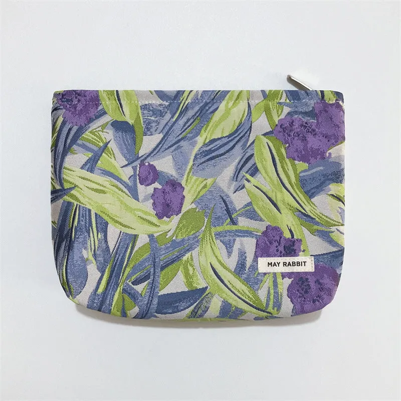 Wholesale MAY RABBIT new retro embossed flower high quality cosmetic bag large capacity canvas bag female liner bag