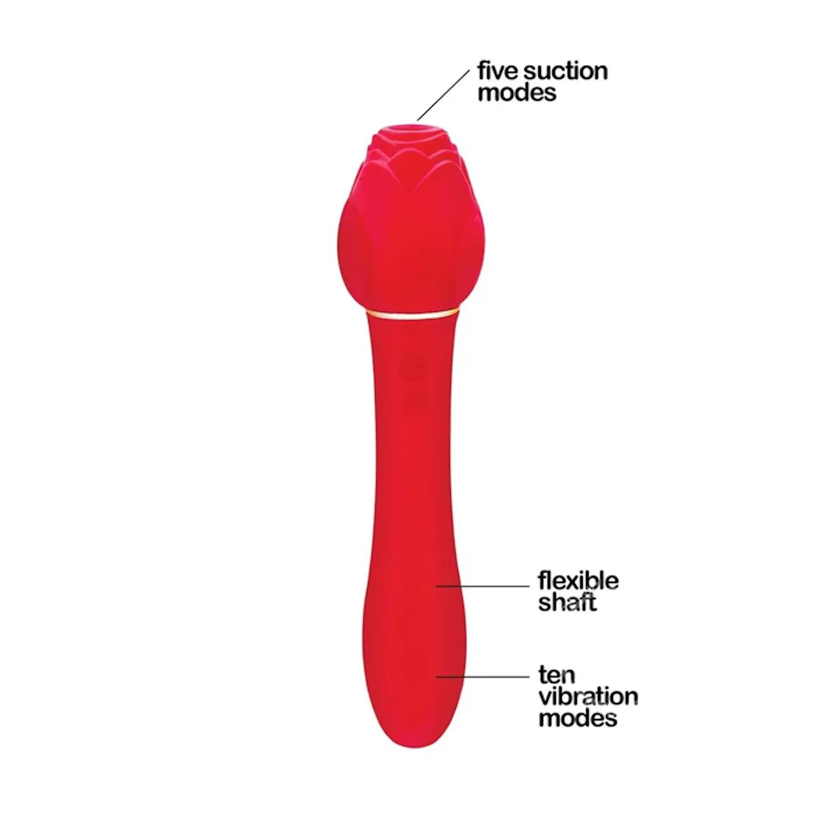 Wild Rose Rechargeable Silicone Suction   Vibrator - Red