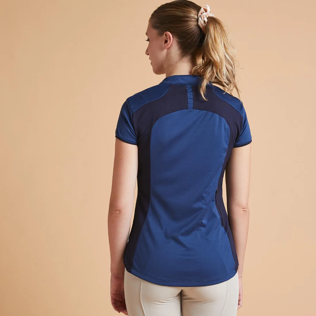 Women's Short-Sleeved Mesh Horse Riding Polo Shirt 500 - Raspberry