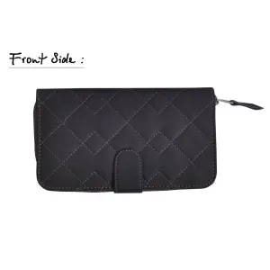 Womens Zip Round Black Leather Purses