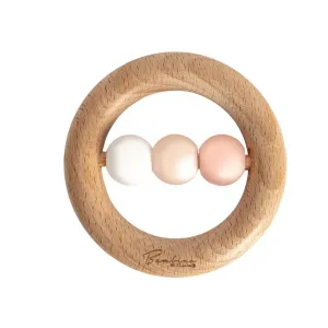 Wood & Silicone Teething Ring - Pink