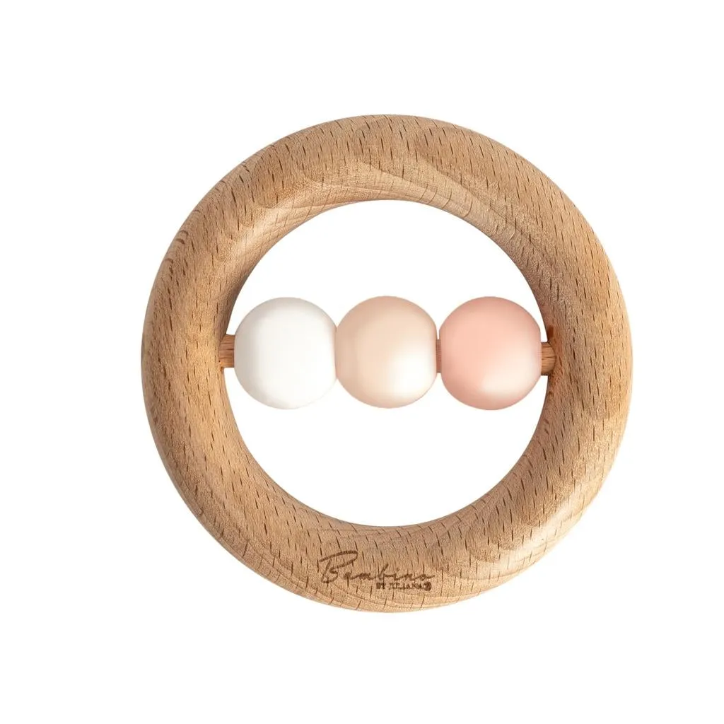 Wood & Silicone Teething Ring - Pink