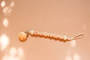 Yellow floral personalized pacifier clip | Bead sprout
